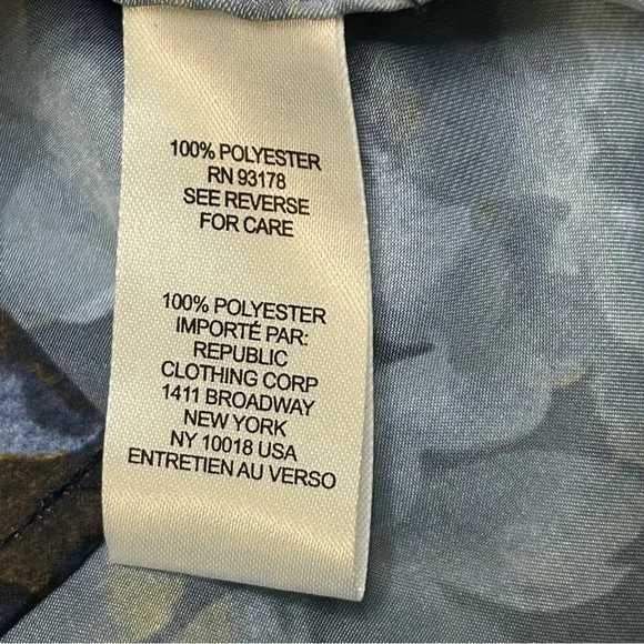 Elie. Elie Tahari Blouse Long Sleeve Floral Blue Gold Casual Sz Small & Medium - Picture 3 of 6